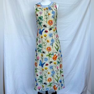 Anthropologie Pankaj & Nidhi Butterfly Garden Casual Midi Dress